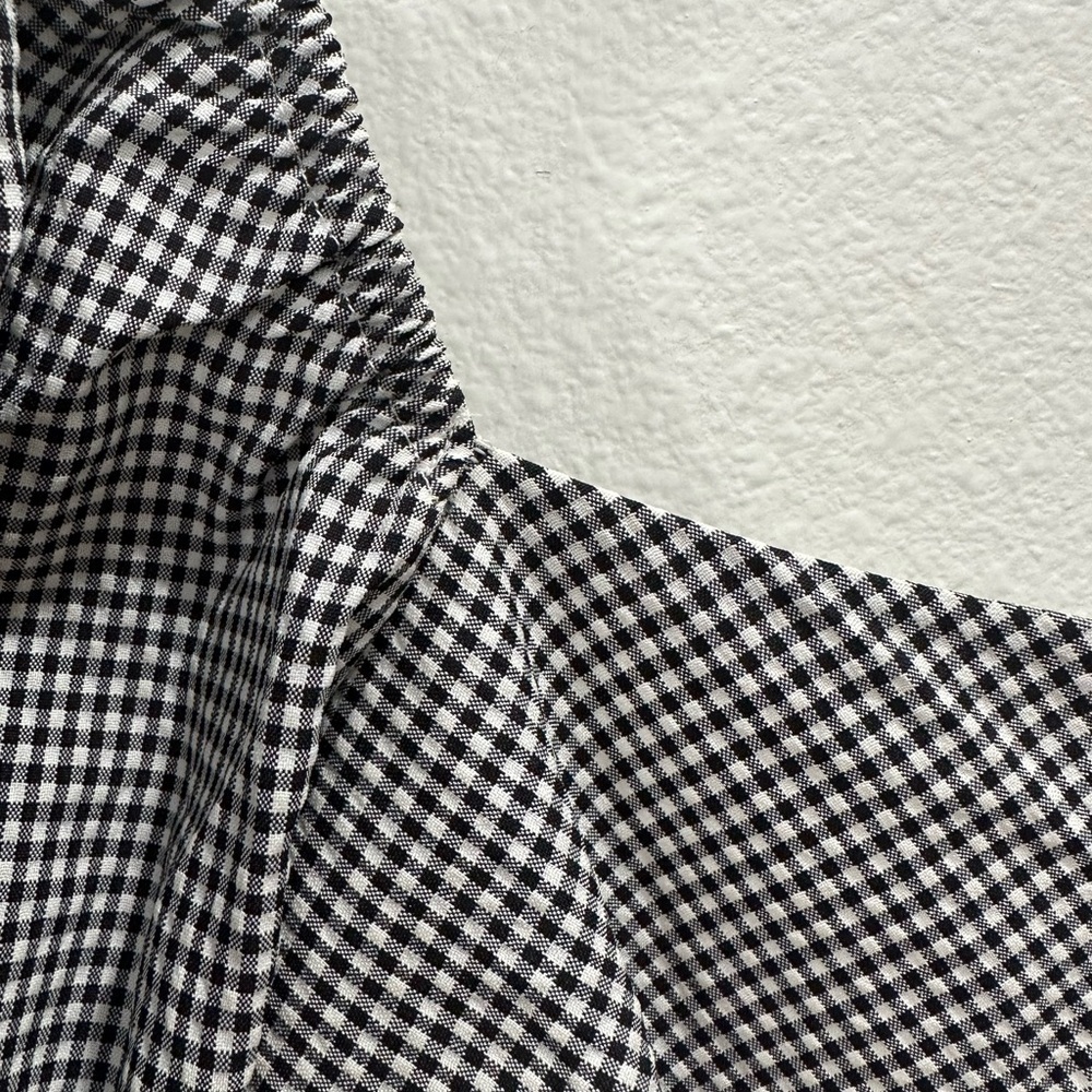 Lulu's Black and White Gingham Mini Dress puff sleeves xs spring summer lined - Picture 6 of 6